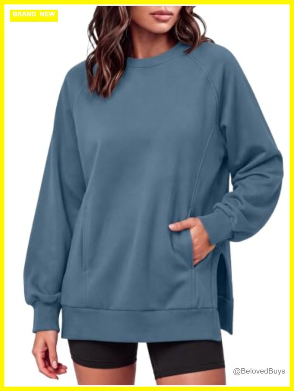 Oversized Crewneck Sweatshirt Rayon Polyester Pullover Slouchy Y2K Fall Layer
